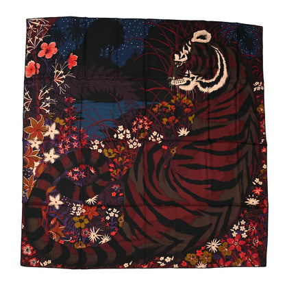 Hermes Cashmere Silk Tyger Tyger Shawl 140 Bleu Nuit Acajou Prune 1 of 6
