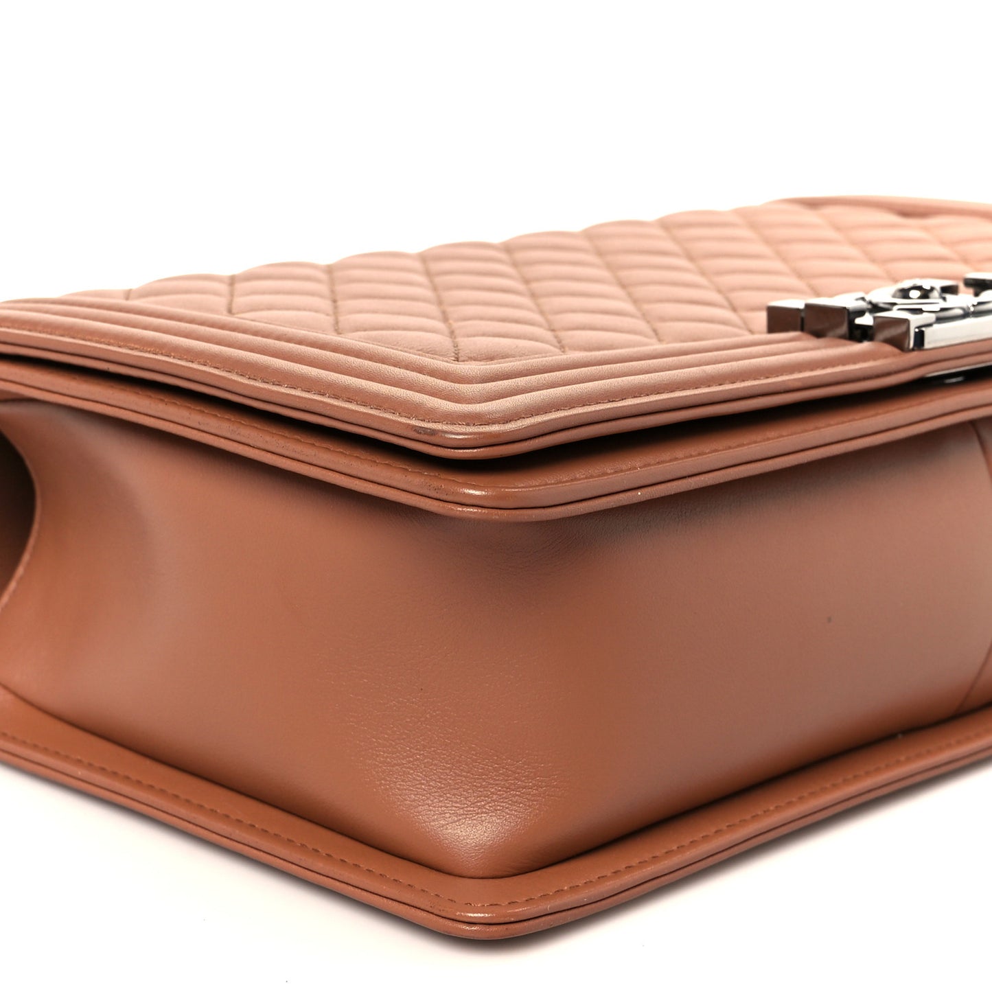 Calfskin Quilted New Medium Boy Flap Dark Beige