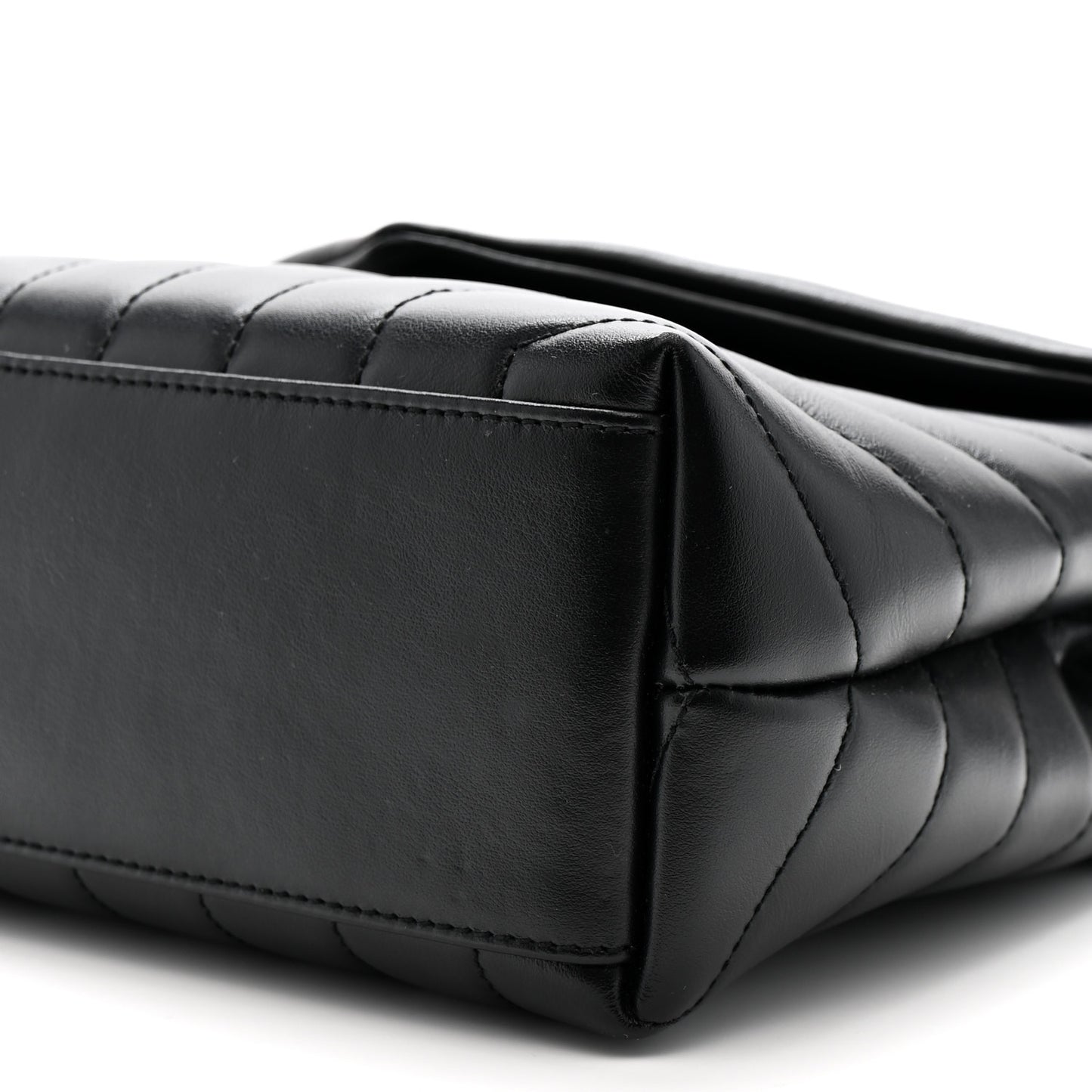Calfskin Y Quilted Monogram Monochrome Small Loulou Chain Satchel Black