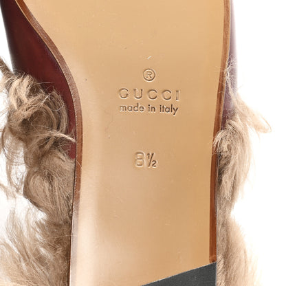 Gucci etis Glamour Calfskin Granada Kid Fur Mens Princetown Slippers 8.5 Ruby Bordeaux Naturale 7 of 9