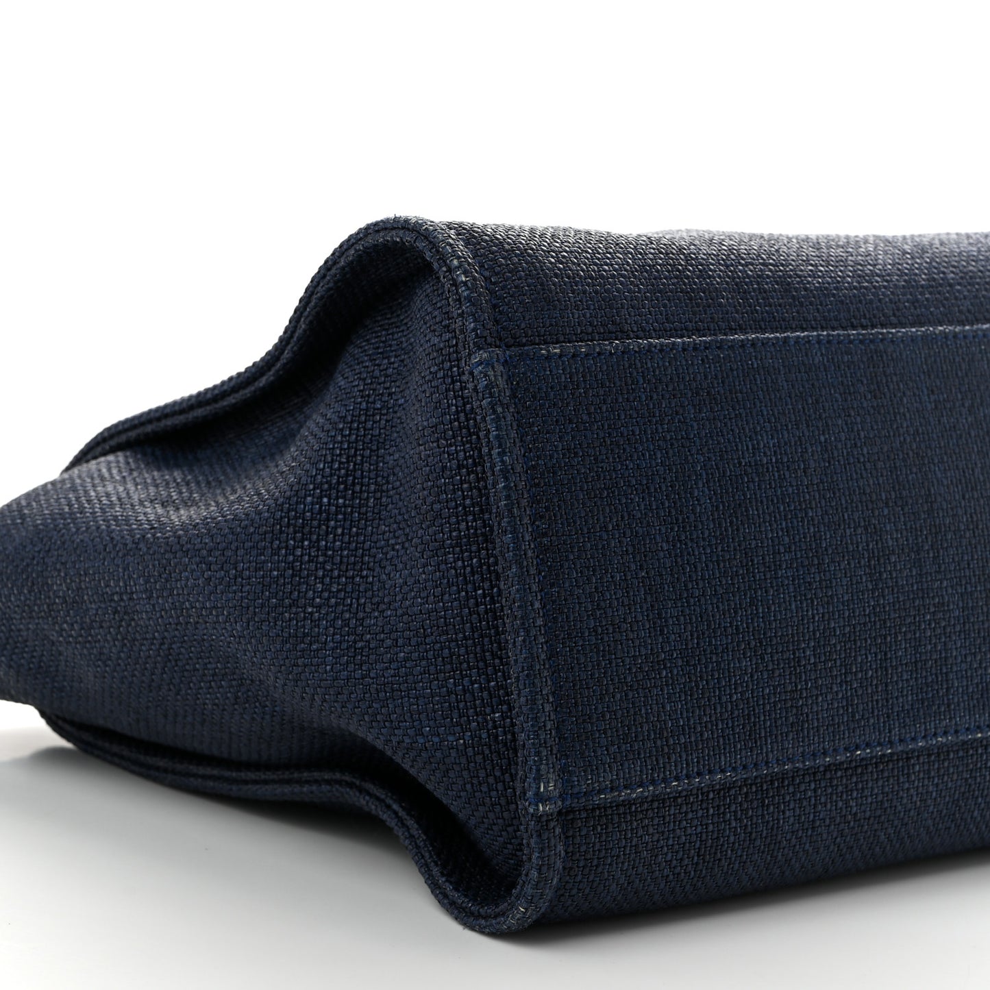 Woven Straw Raffia Medium Deauville Tote Navy