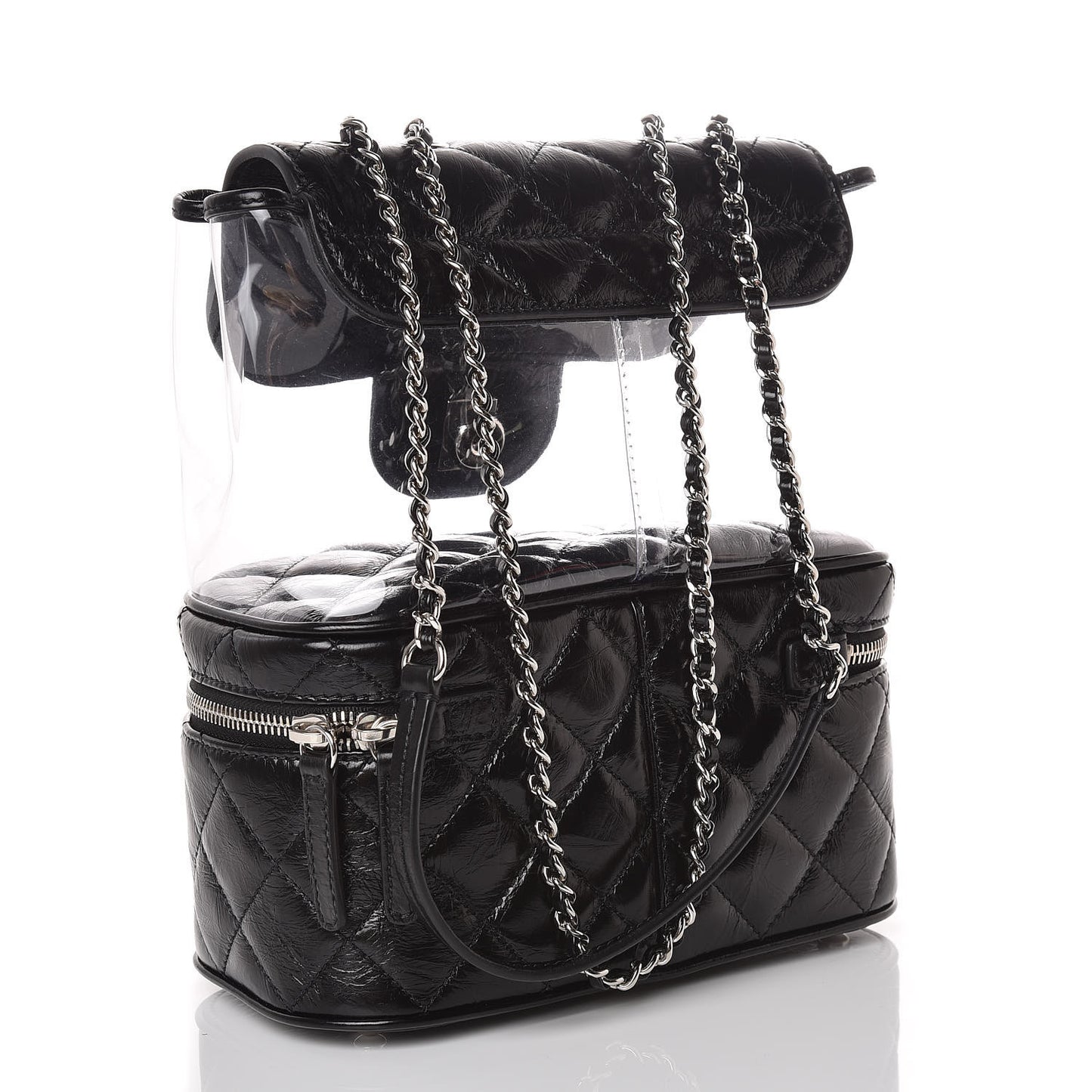 Crumpled Calfskin PVC Quilted Backpack Black