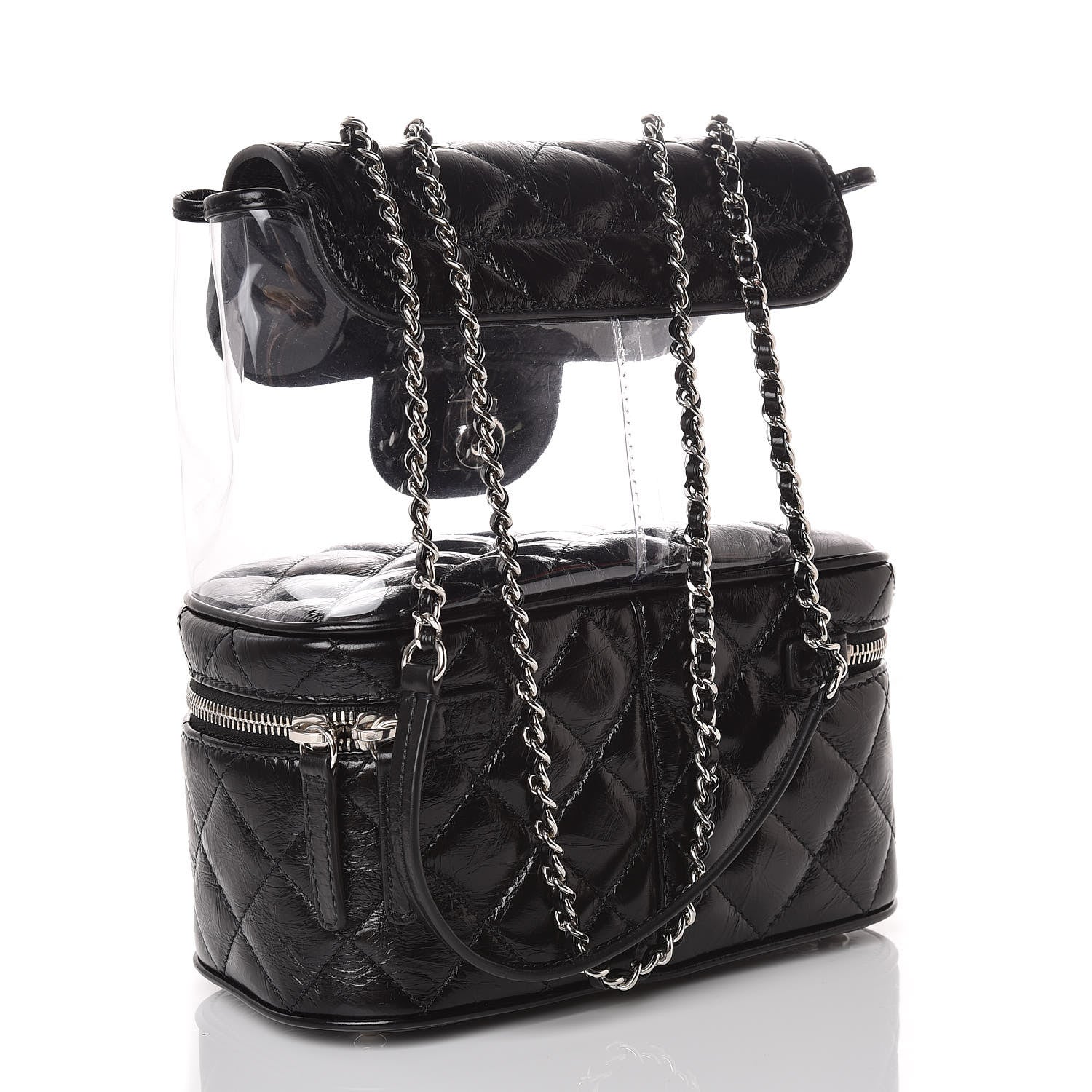 Chanel Crumpled Calfskin PVC Quilted Backpack Black 3 of 10
