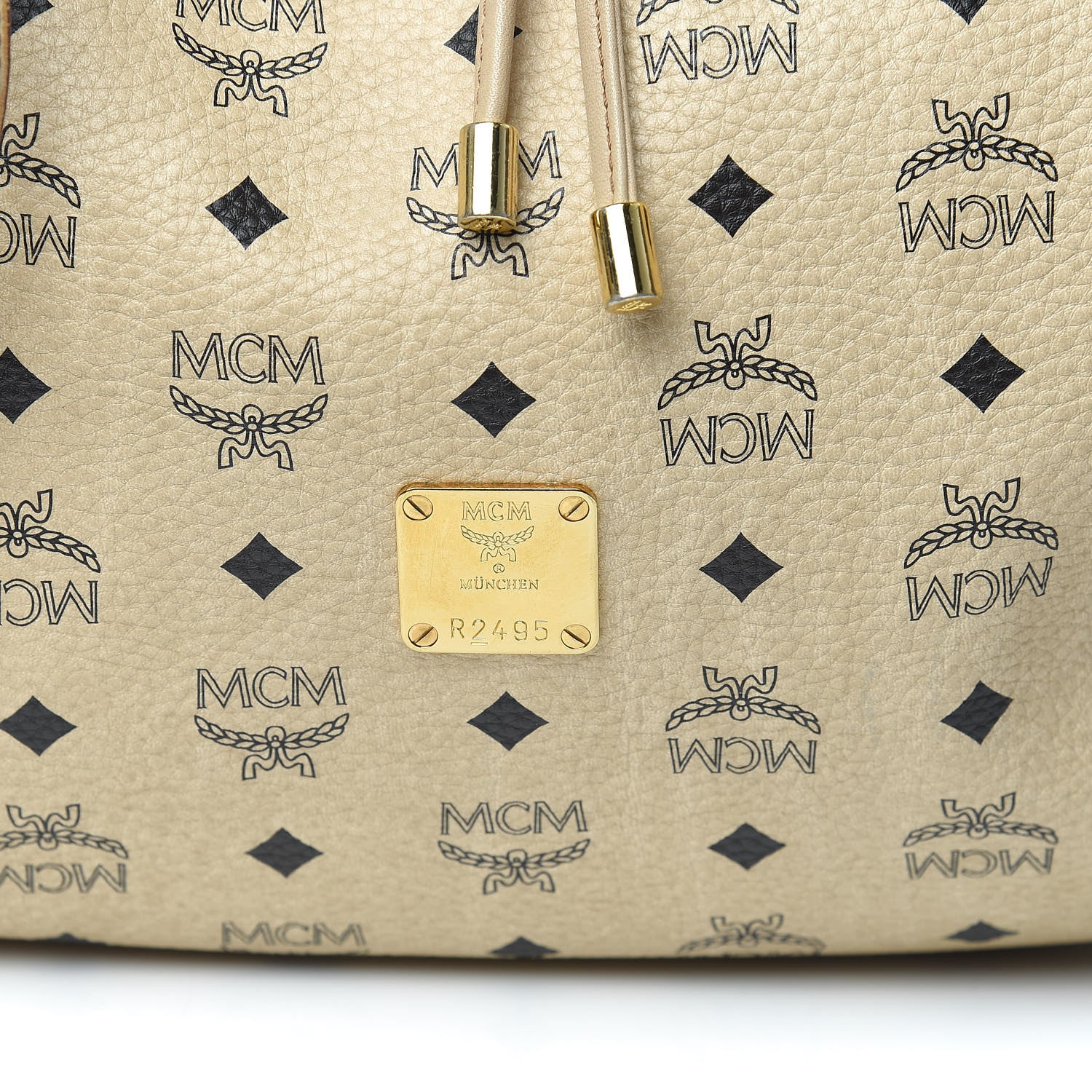 MCM Visetos Medium Drawstring Shopper Beige 10 of 12
