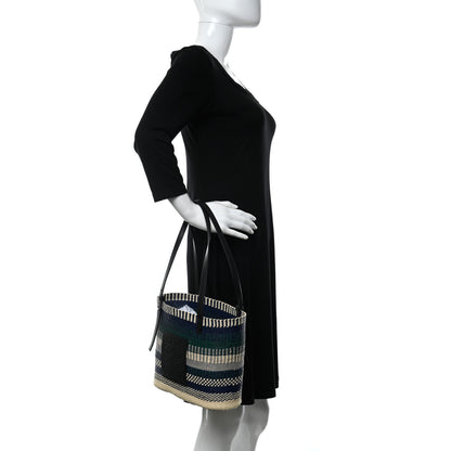 Loewe Textile Calfskin Small Square Basket Tote Bag Black Multicolor 2 of 10