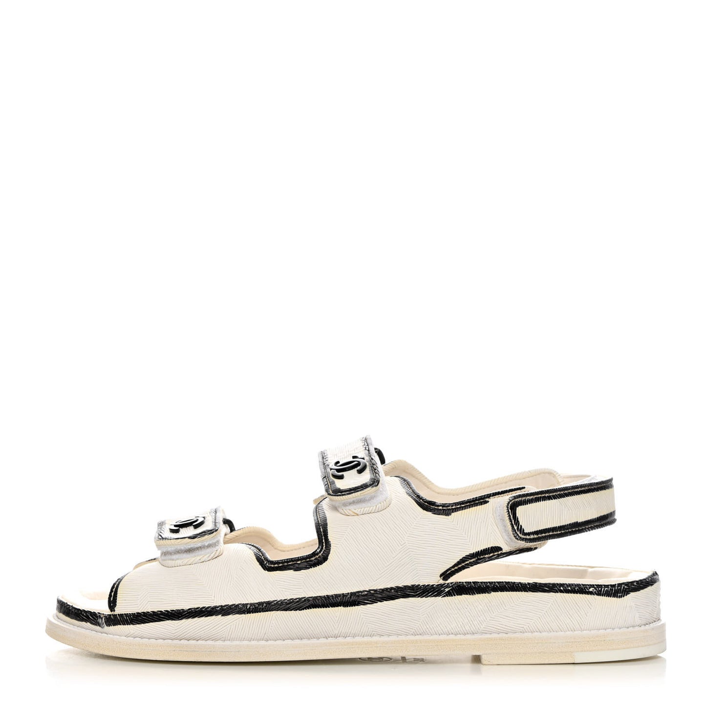 Printed Calfskin Velcro Dad Sandals 39.5 White Black