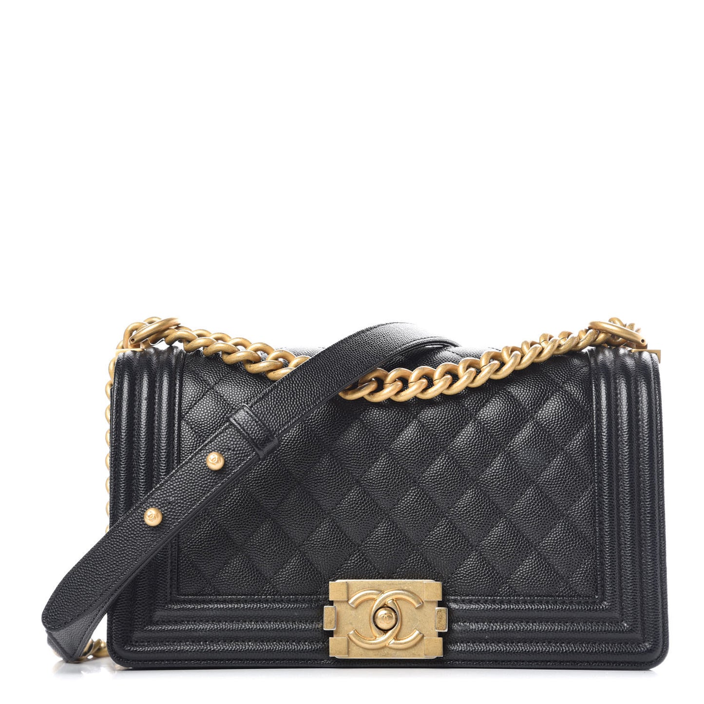 Caviar Quilted Medium Boy Flap Black
