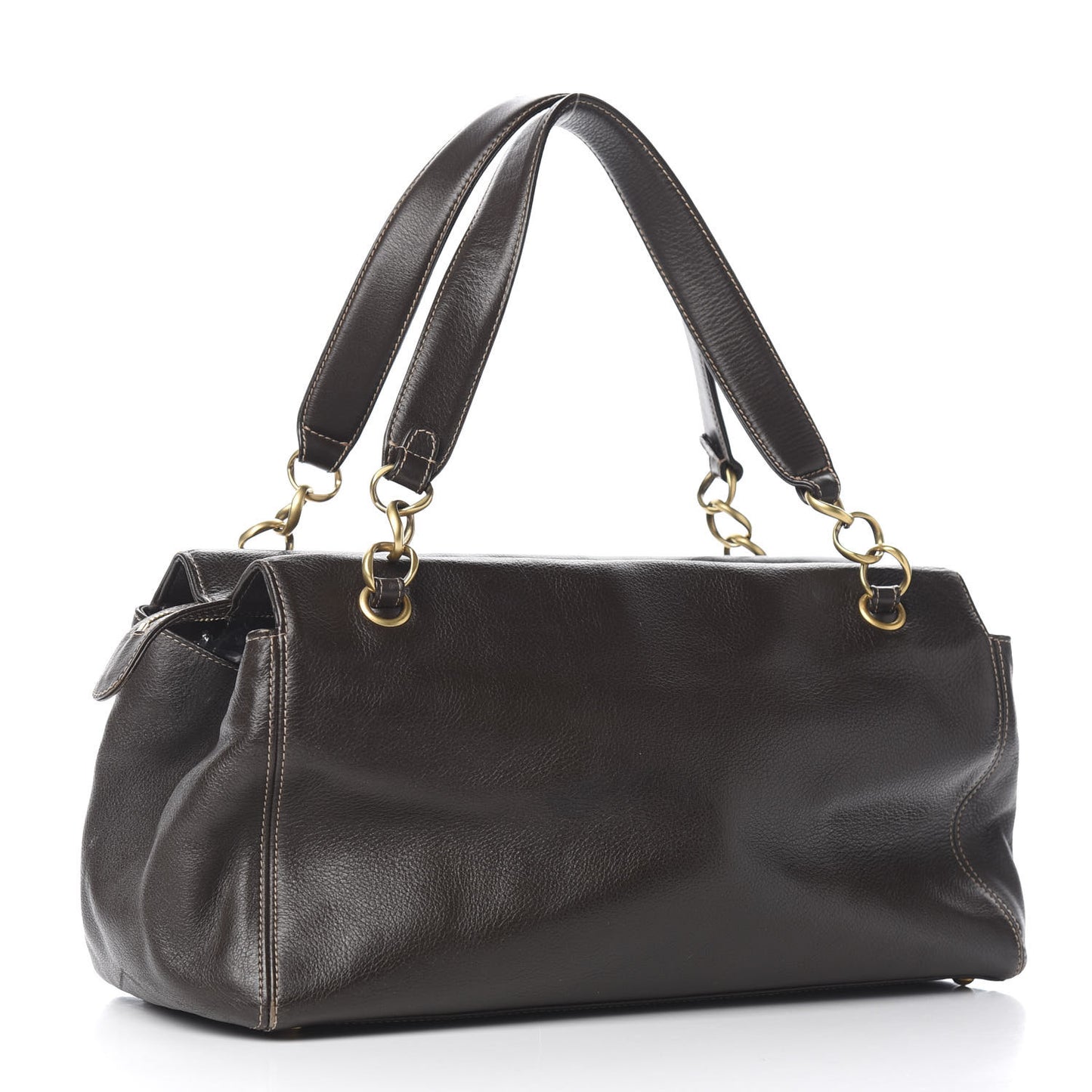 Calfskin Large Satchel Brown