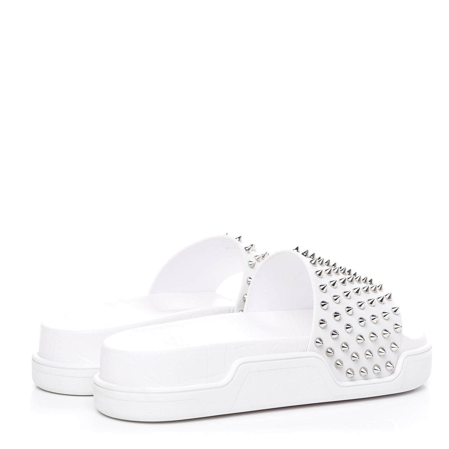 Calfskin Donna Studded Pool Fun Platform Flat Slide Sandals 41.5 White