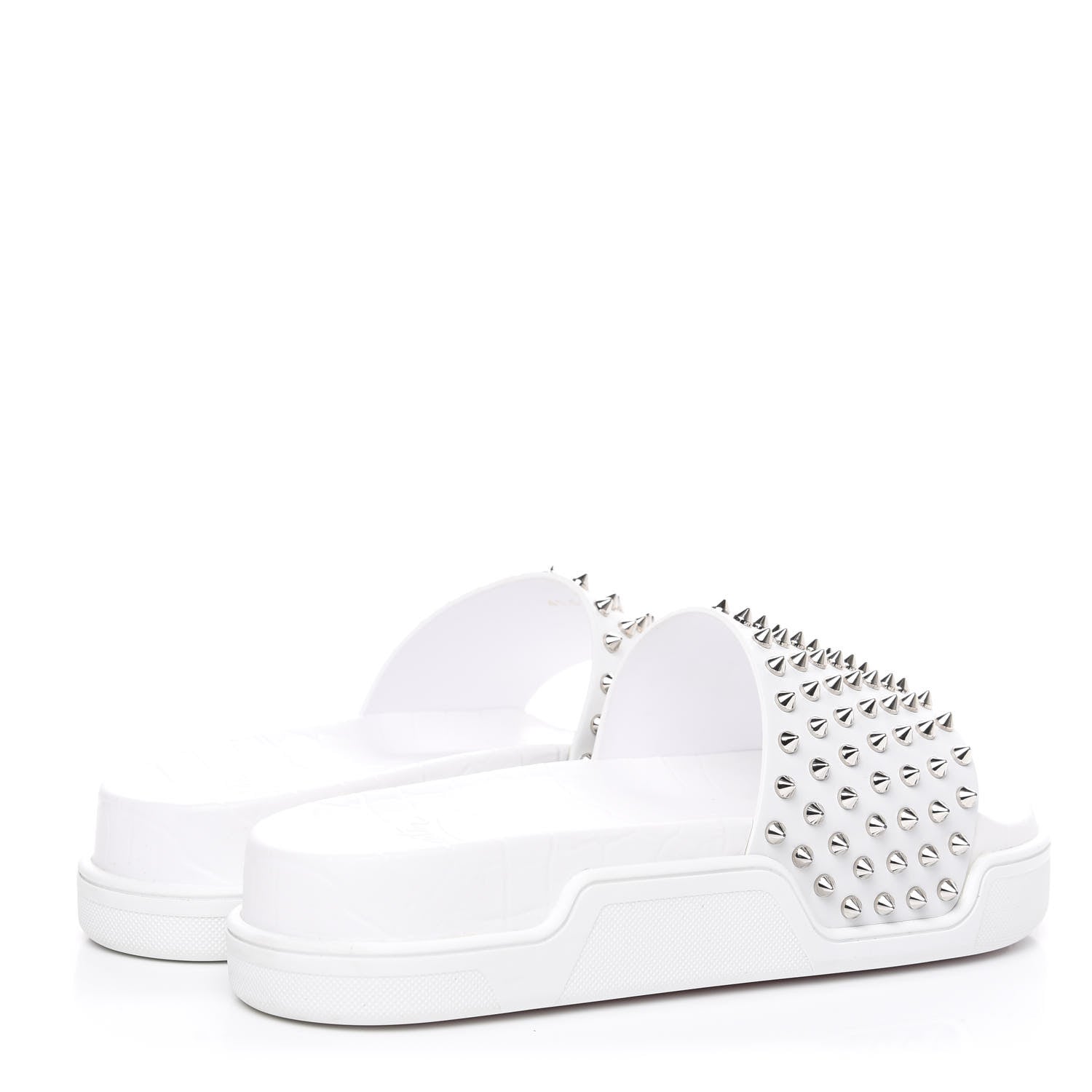 Christian Louboutin Calfskin Donna Studded Pool Fun Platform Flat Slide Sandals 41.5 White 4 of 8