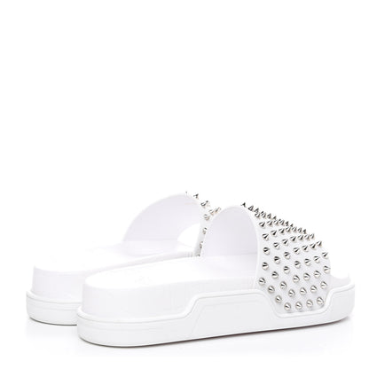 Christian Louboutin Calfskin Donna Studded Pool Fun Platform Flat Slide Sandals 41.5 White 4 of 8