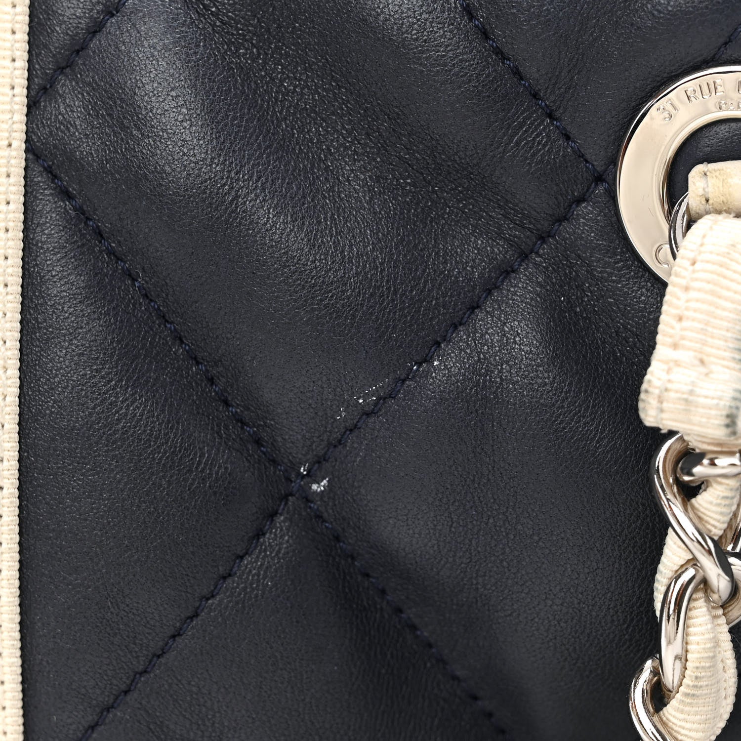 Chanel Lambskin Quilted Lido Shopping Tote Dark Navy Blue 11 of 12