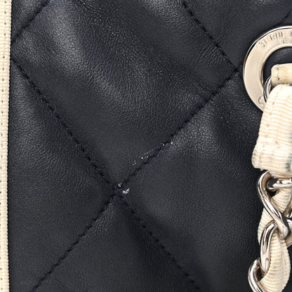 Chanel Lambskin Quilted Lido Shopping Tote Dark Navy Blue 11 of 12