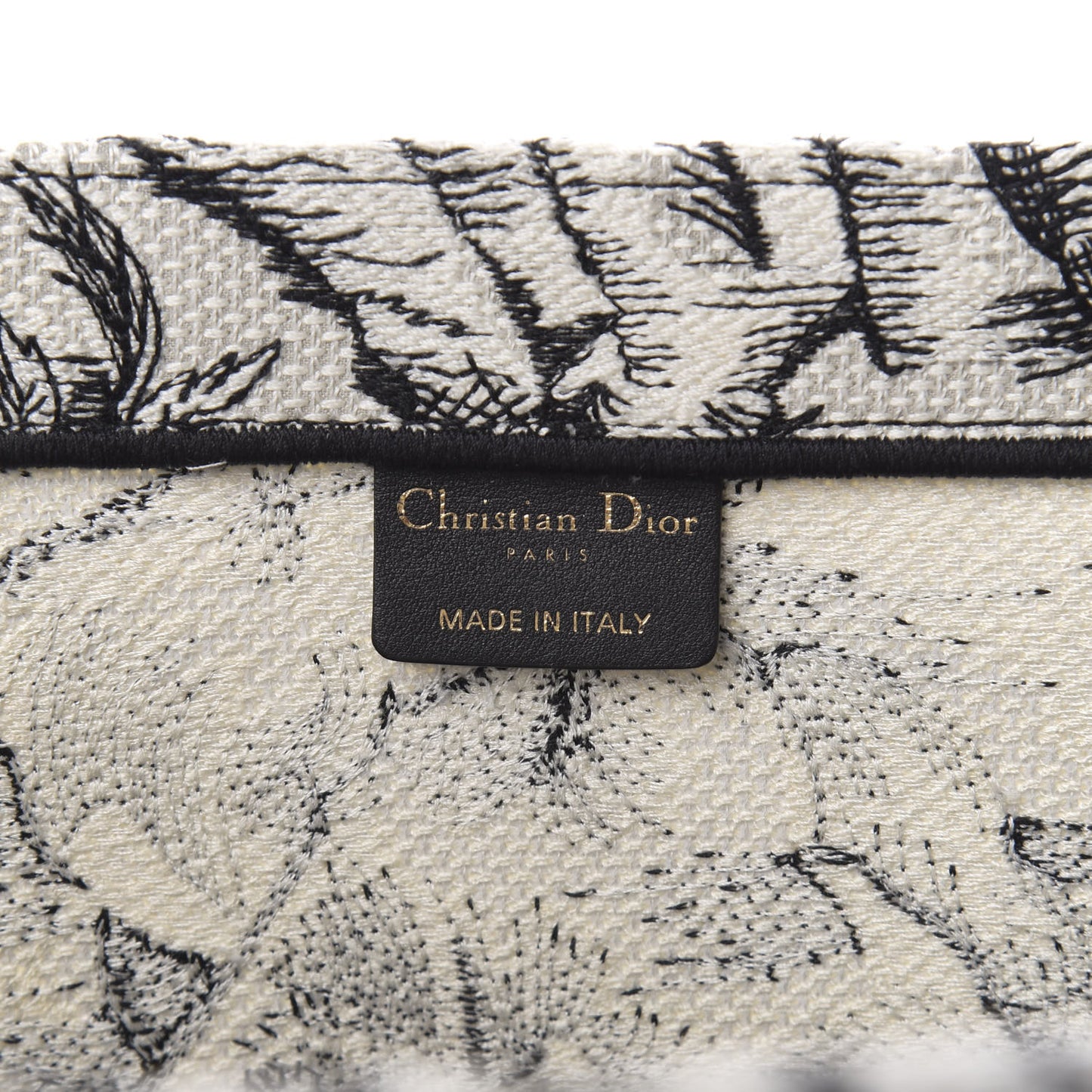 Canvas Embroidered Toile De Jouy Book Tote White Black