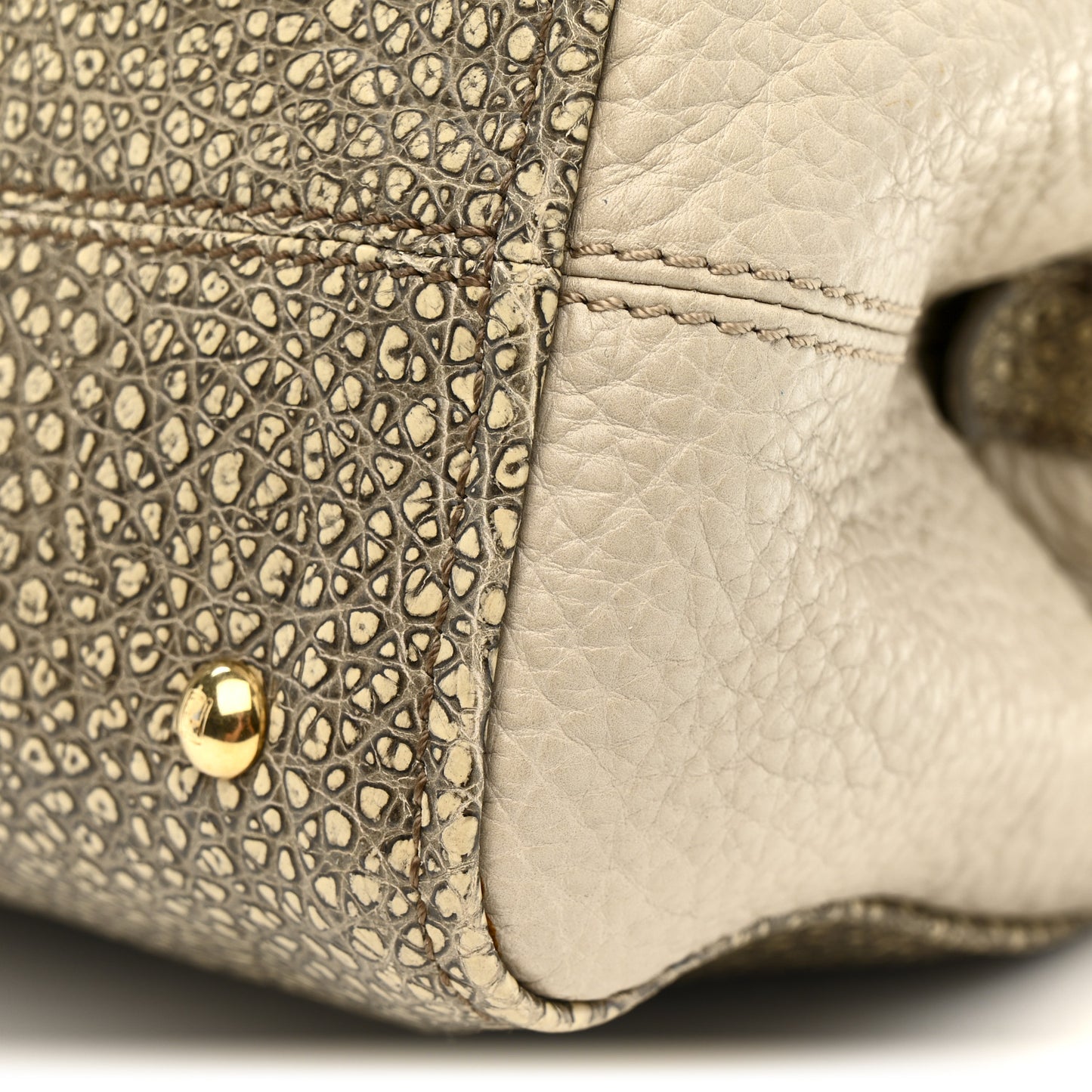 Pebbled Calfskin Small Chameleon Tote Beige Grey