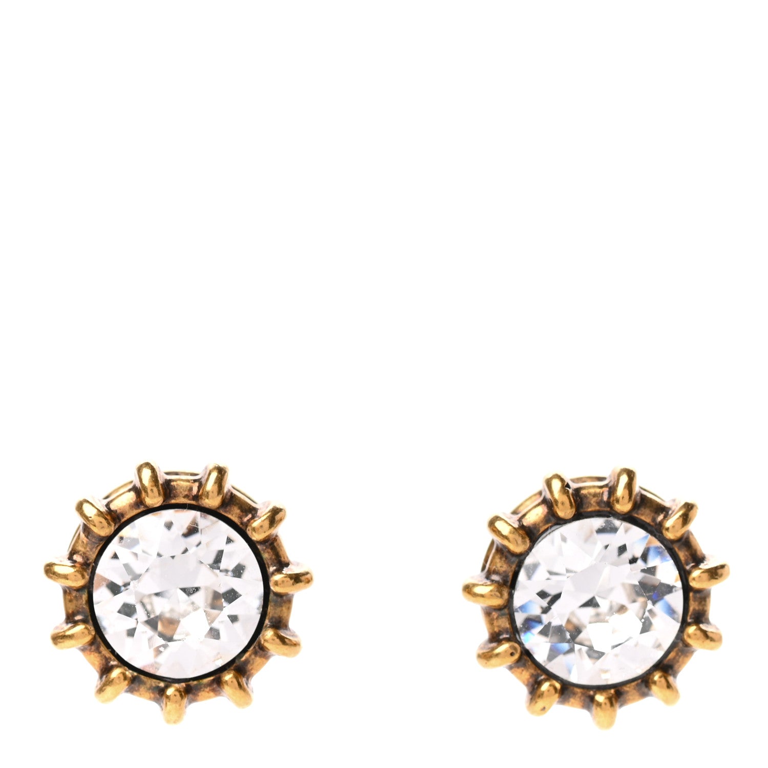 Gucci Crystal Stud Earrings Aged Gold 1 of 5
