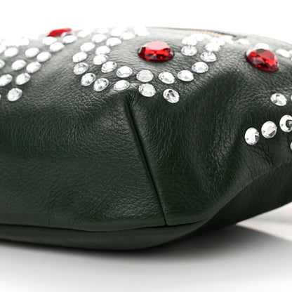 Gucci Grained Calfskin Crystal Embellished Small Belt Bag Green 10 of 10