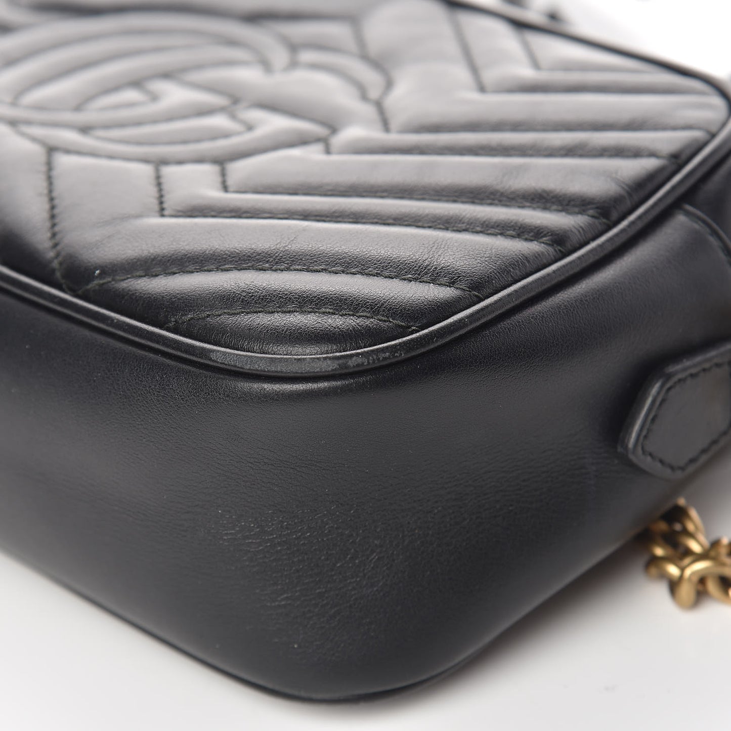 Calfskin Matelasse Small GG Marmont Chain Shoulder Bag Black