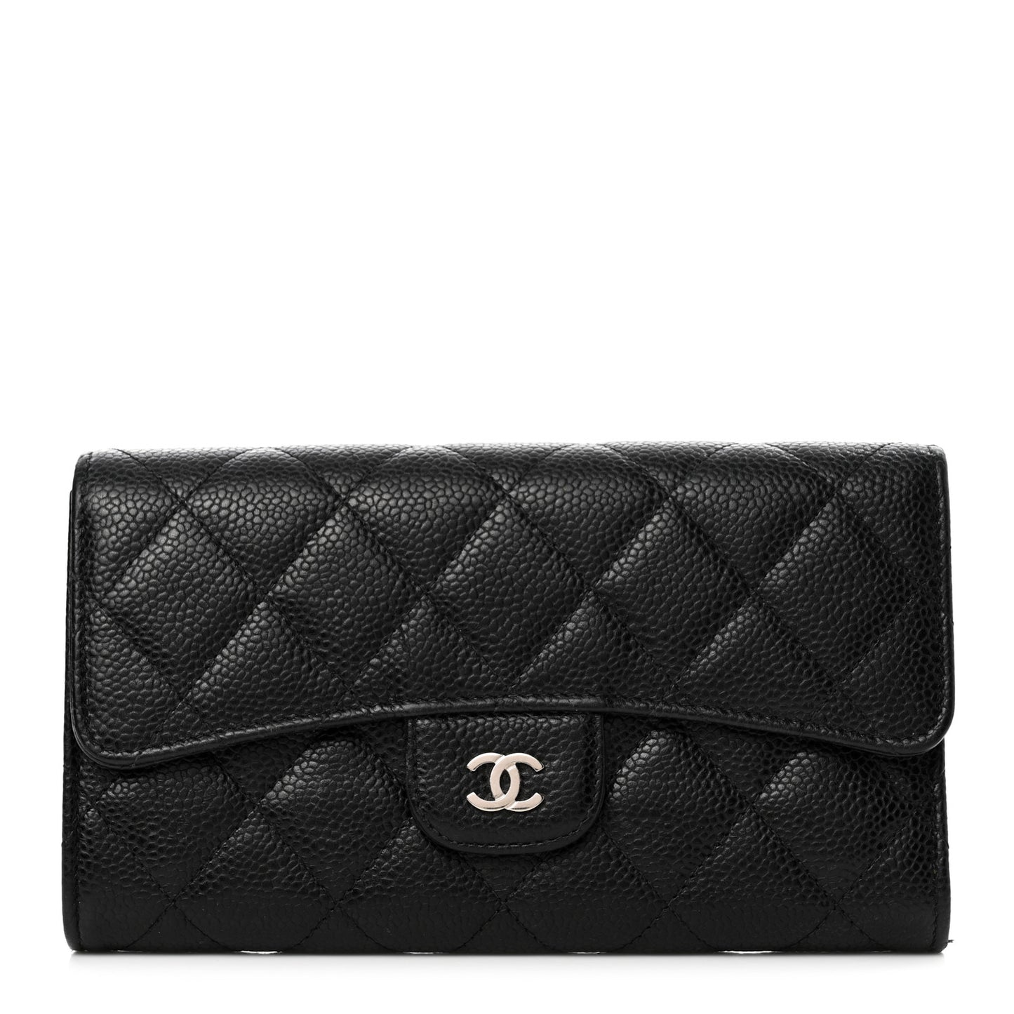 Caviar Quilted Medium Flap Wallet Black