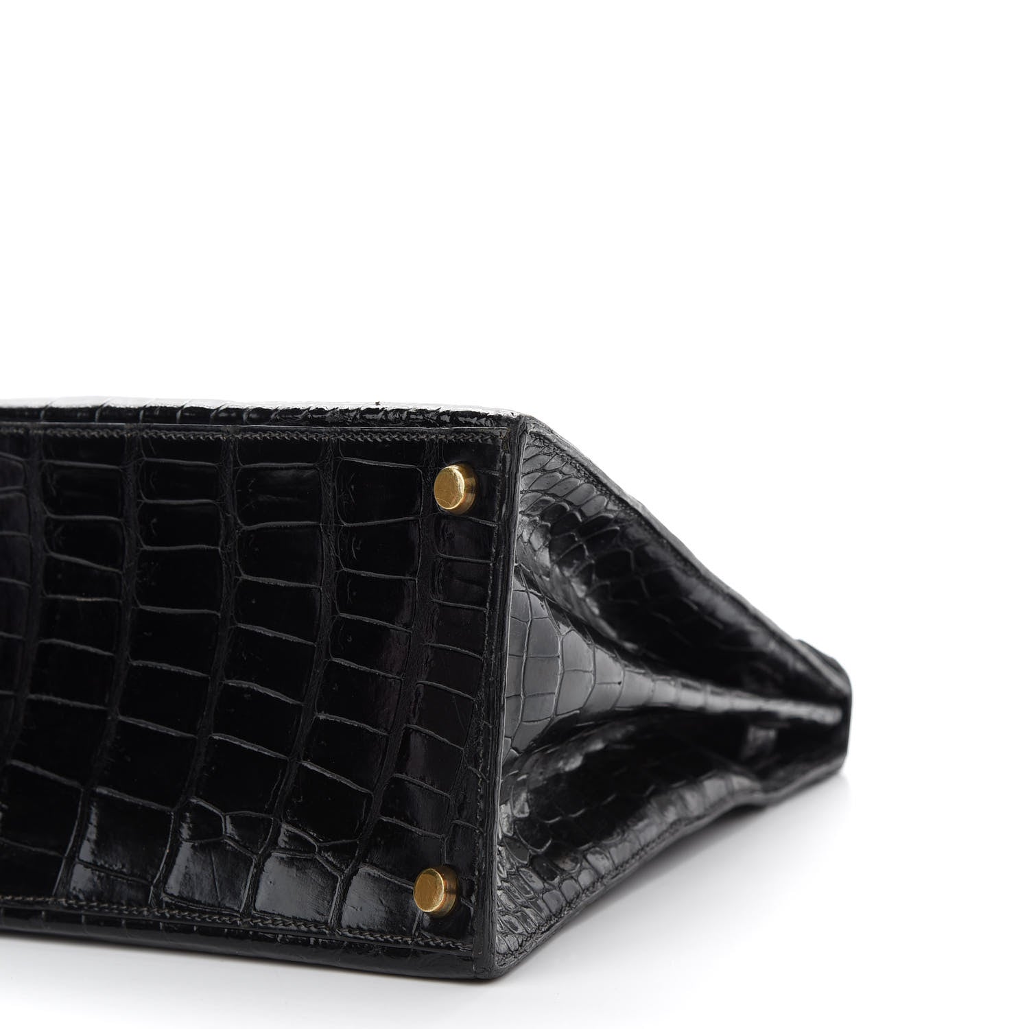 Hermes Shiny Porosus Crocodile Kelly Sellier 32 Black 8 of 12