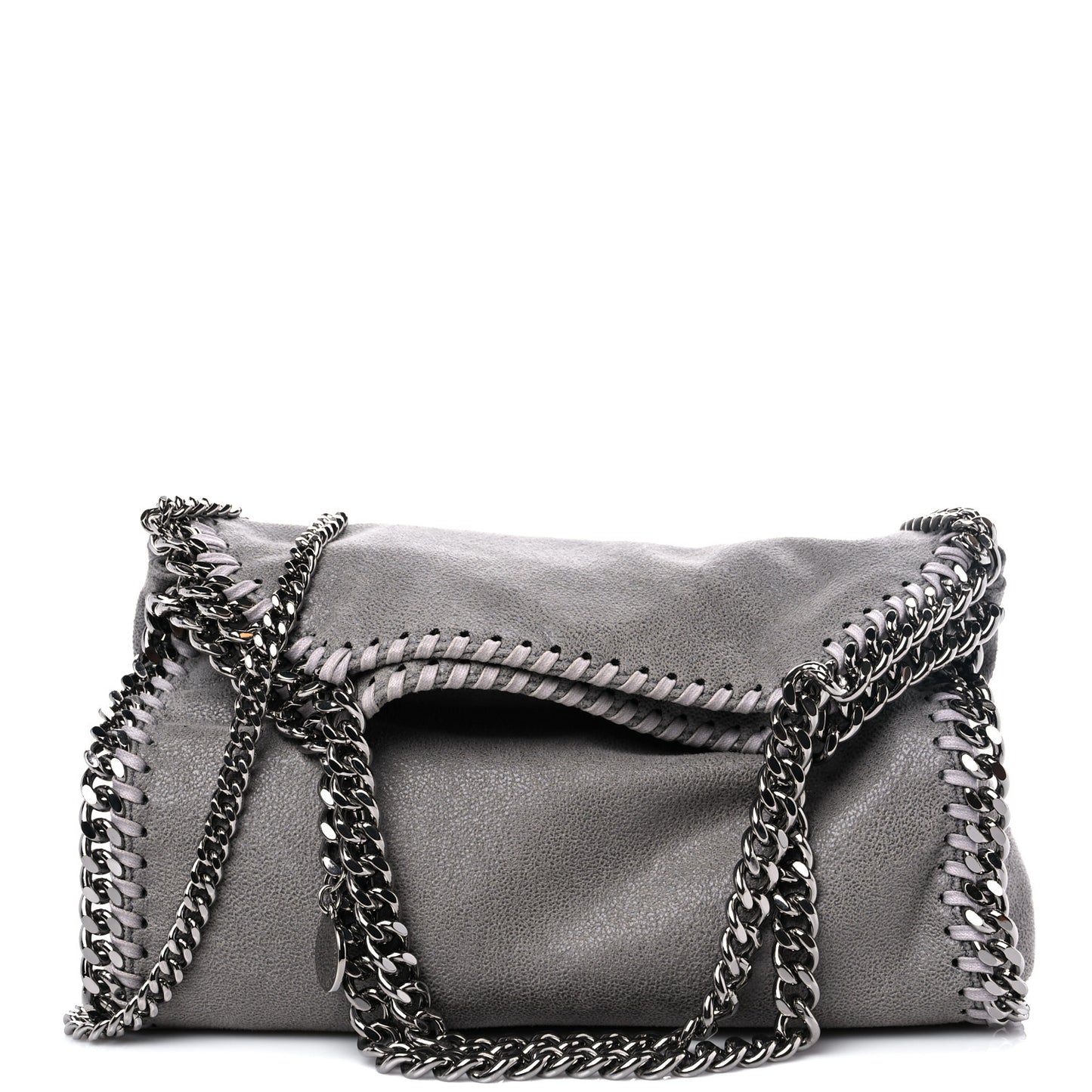 Shaggy Deer Mini Falabella Fold Over Tote Light Grey