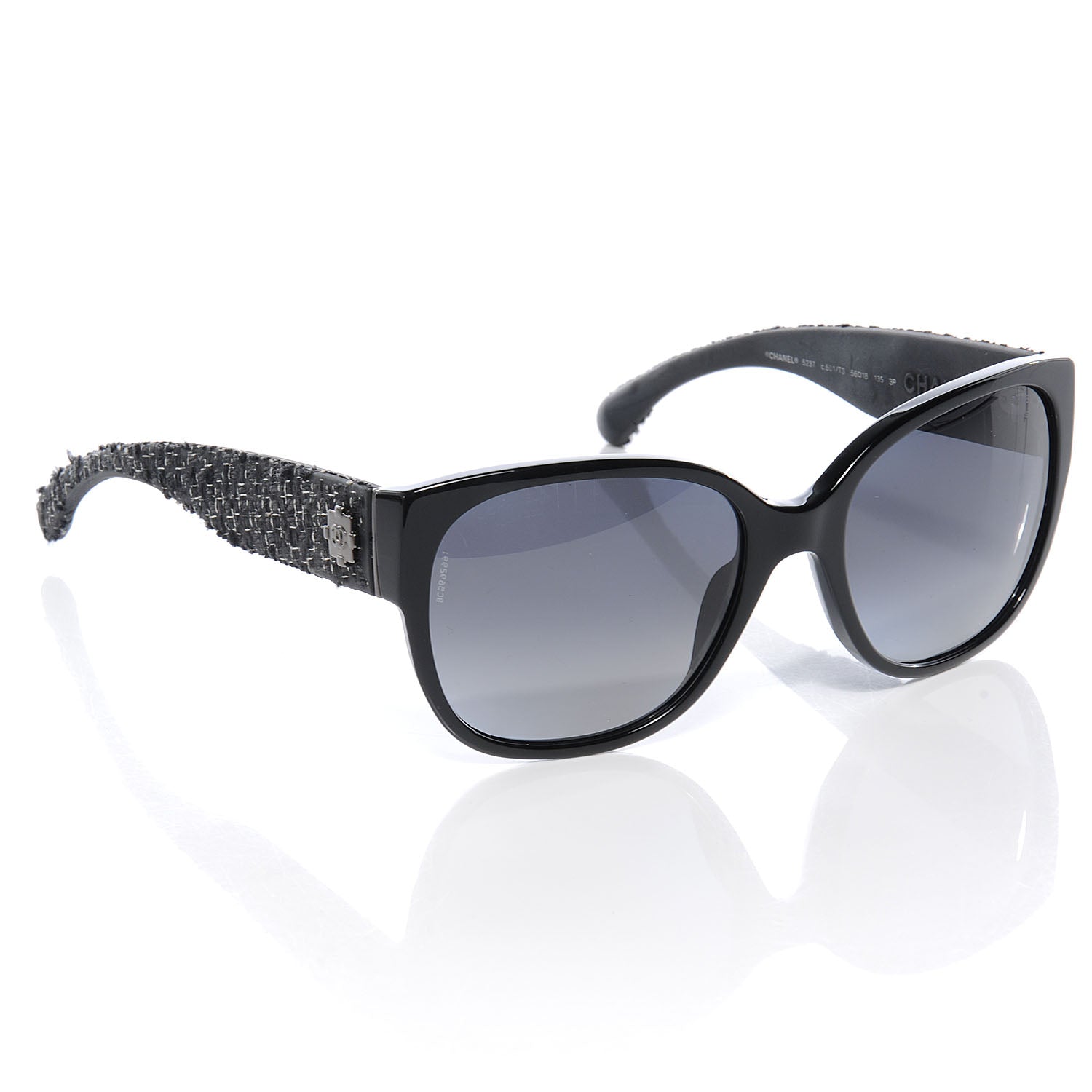 Chanel Acetate Tweed Boy Sunglasses Black 3 of 5