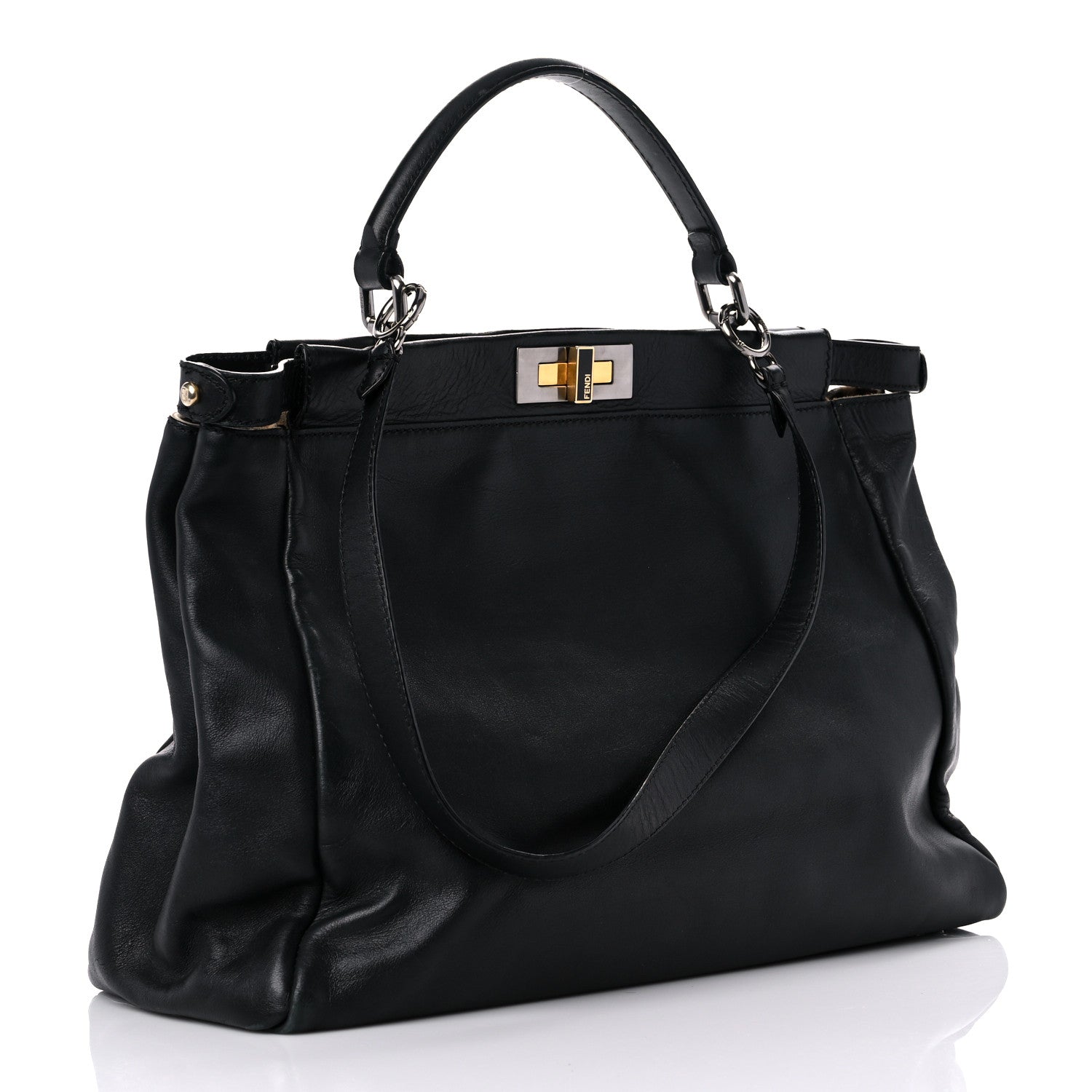 Fendi Calfskin Calf Hair Leopard Print Large Peekaboo Iconic Satchel Black 2 of 23