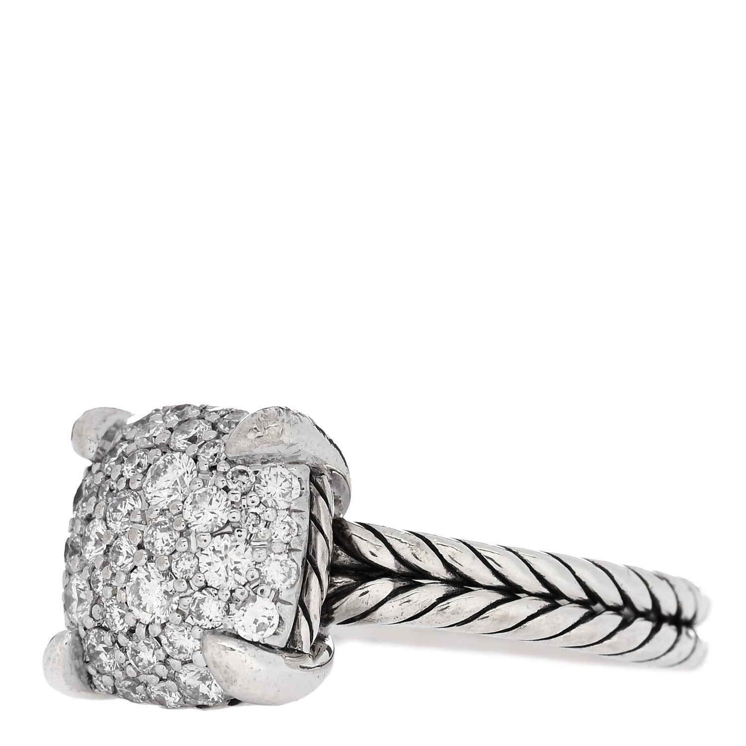 David Yurman Sterling Silver Diamond 11mm Chatelaine Pave Ring 50 5.5 3 of 5