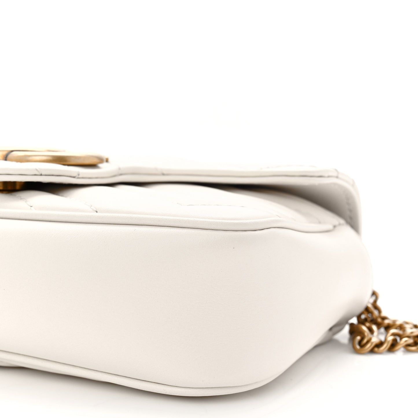 Calfskin Matelasse Super Mini GG Marmont Shoulder Bag White