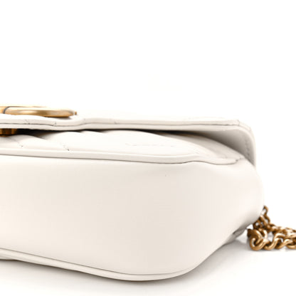 Gucci Calfskin Matelasse Super Mini GG Marmont Shoulder Bag White 10 of 11