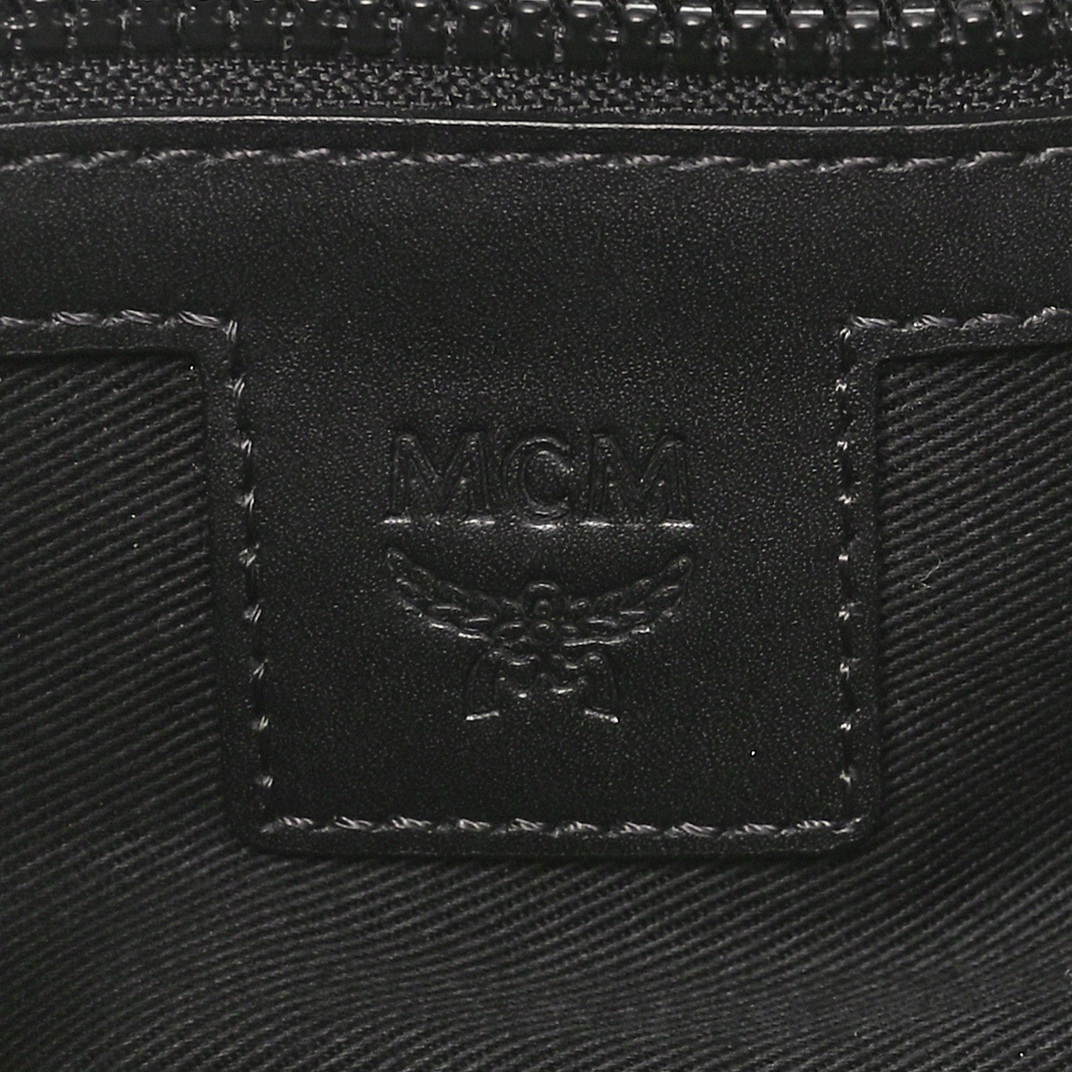 MCM Visetos Medium Stark Wristlet Pouch Black Cognac 6 of 8