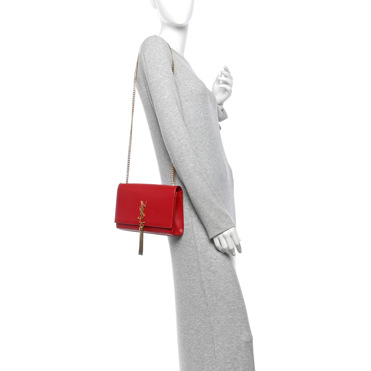 Grain De Poudre Medium Classic Monogram Kate Tassel Satchel Rouge Eros