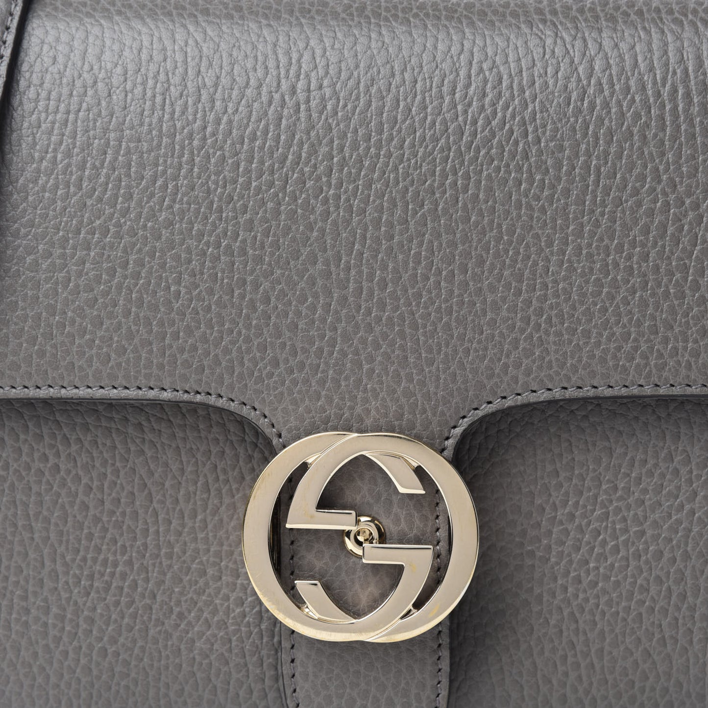 Dollar Calfskin Interlocking G Top Handle Shoulder Bag Loess