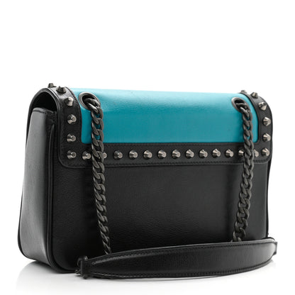 Prada Glace Calfskin Studded Crossbody Turchese Black 3 of 13