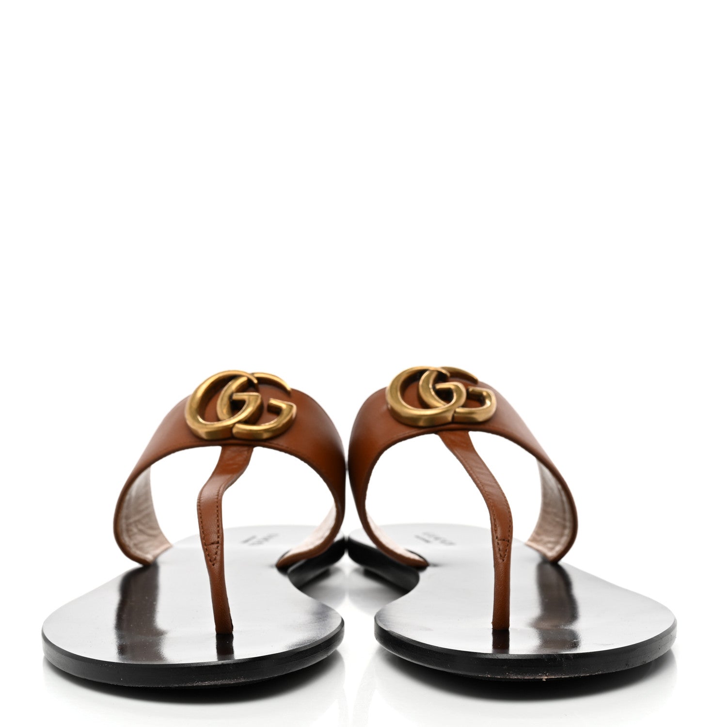 Gucci Calfskin GG Marmont Thong Sandals 39 Cognac 2 of 8