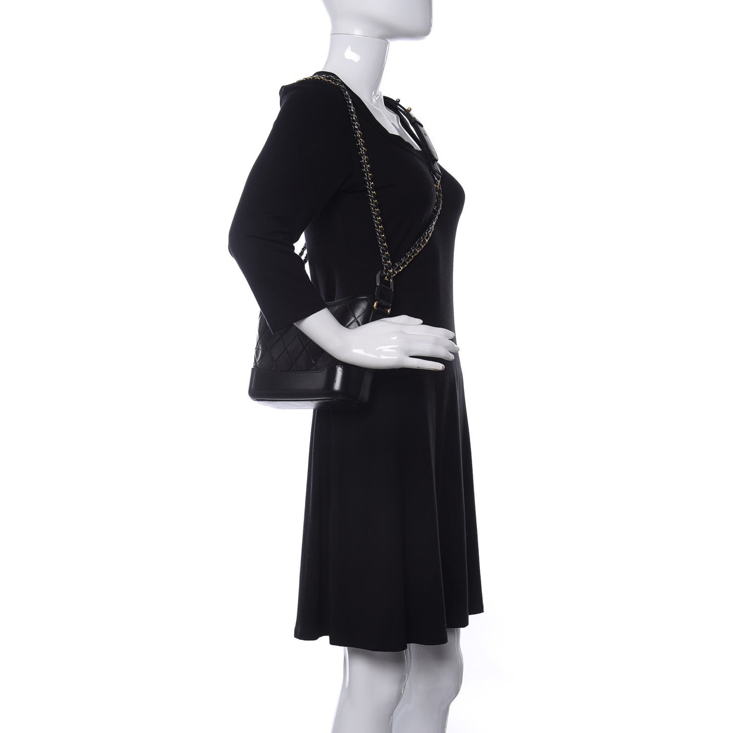 Aged Calfskin Quilted Small Gabrielle Hobo Black