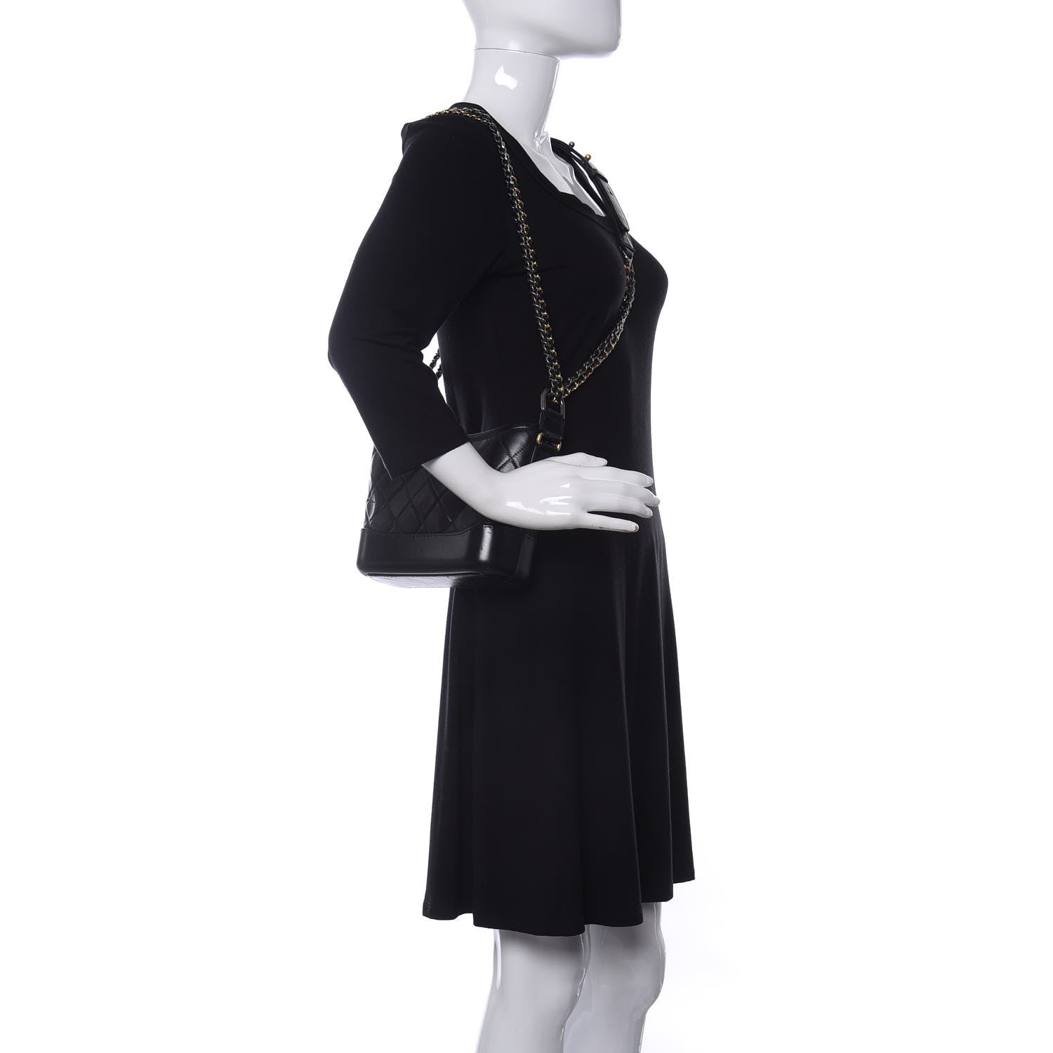Chanel Aged Calfskin Quilted Small Gabrielle Hobo Black 2 of 11