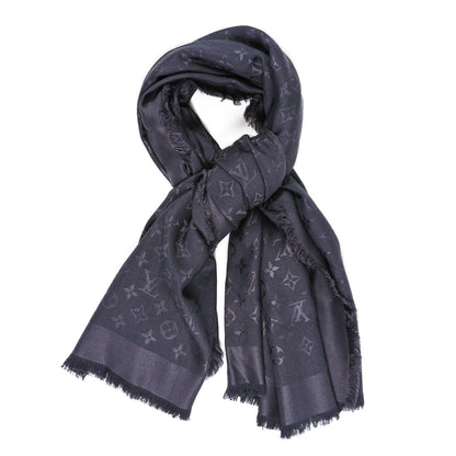 Louis Vuitton Monogram Silk Wool Shine Shawl Anthracite 2 of 3