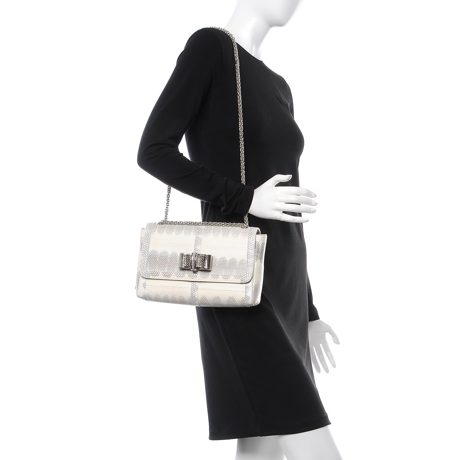 Christian Louboutin Watersnake Hardwick Small Sweet Charity Shoulder Bag Roccia 2 of 13