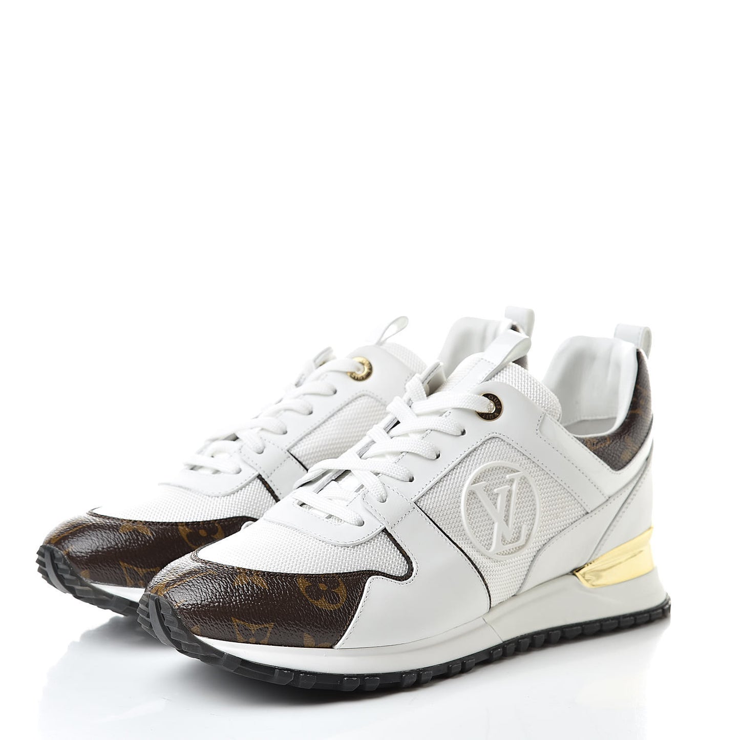 Calfskin Monogram Run Away Sneakers 40 White