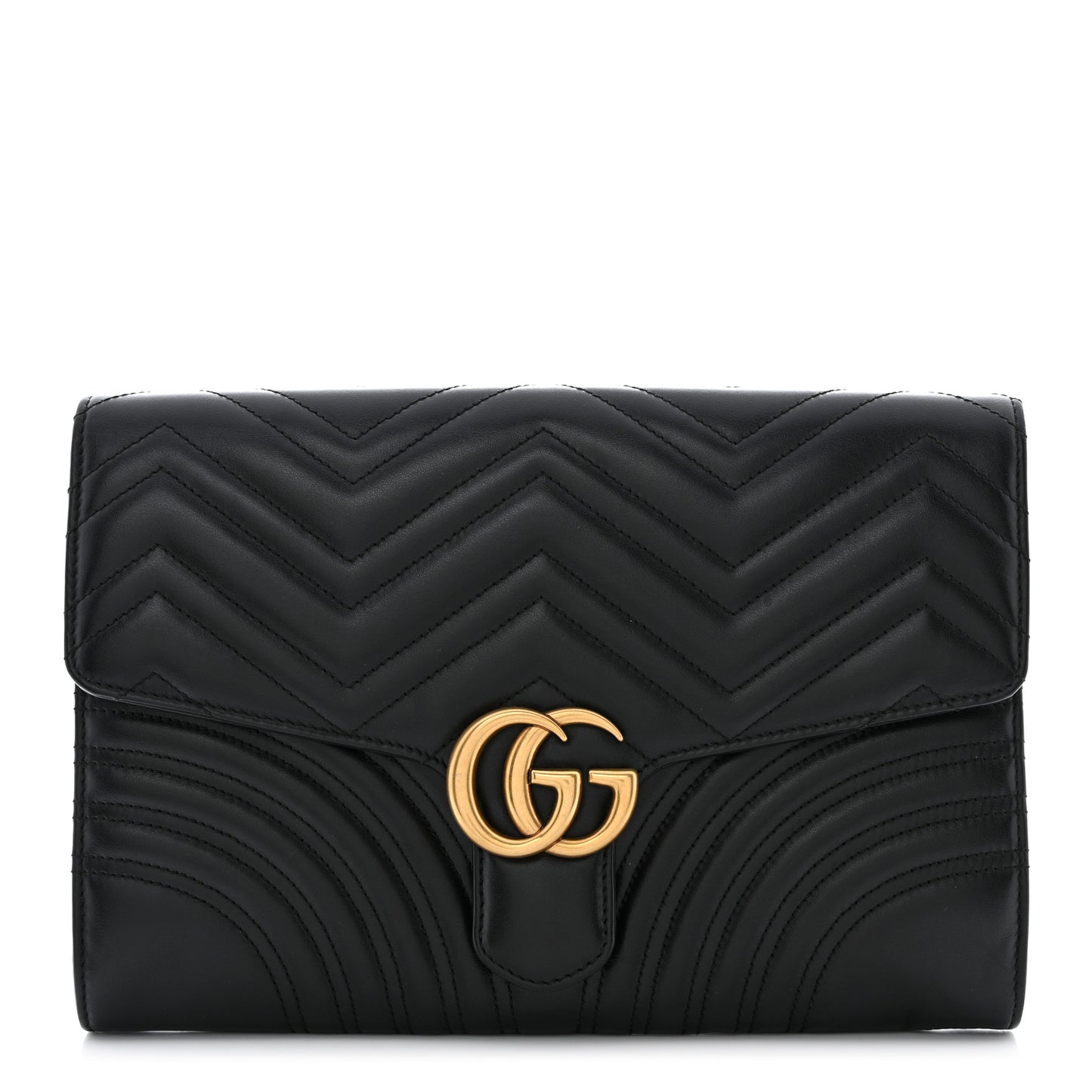 Calfskin Matelasse GG Marmont Clutch Black