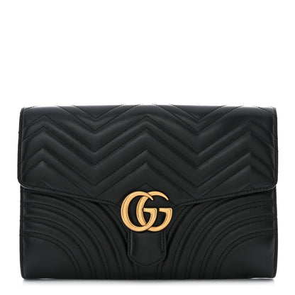 Gucci Calfskin Matelasse GG Marmont Clutch Black 1 of 11