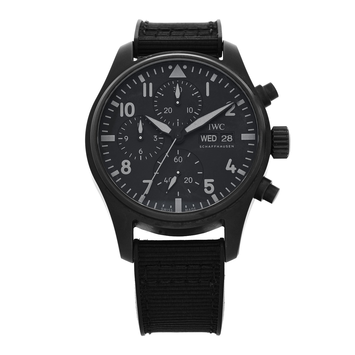 IWC Ceramic Titanium Textile 41mm Pilot Top Gun Chronograph Automatic Watch Black IW388106 1 of 5