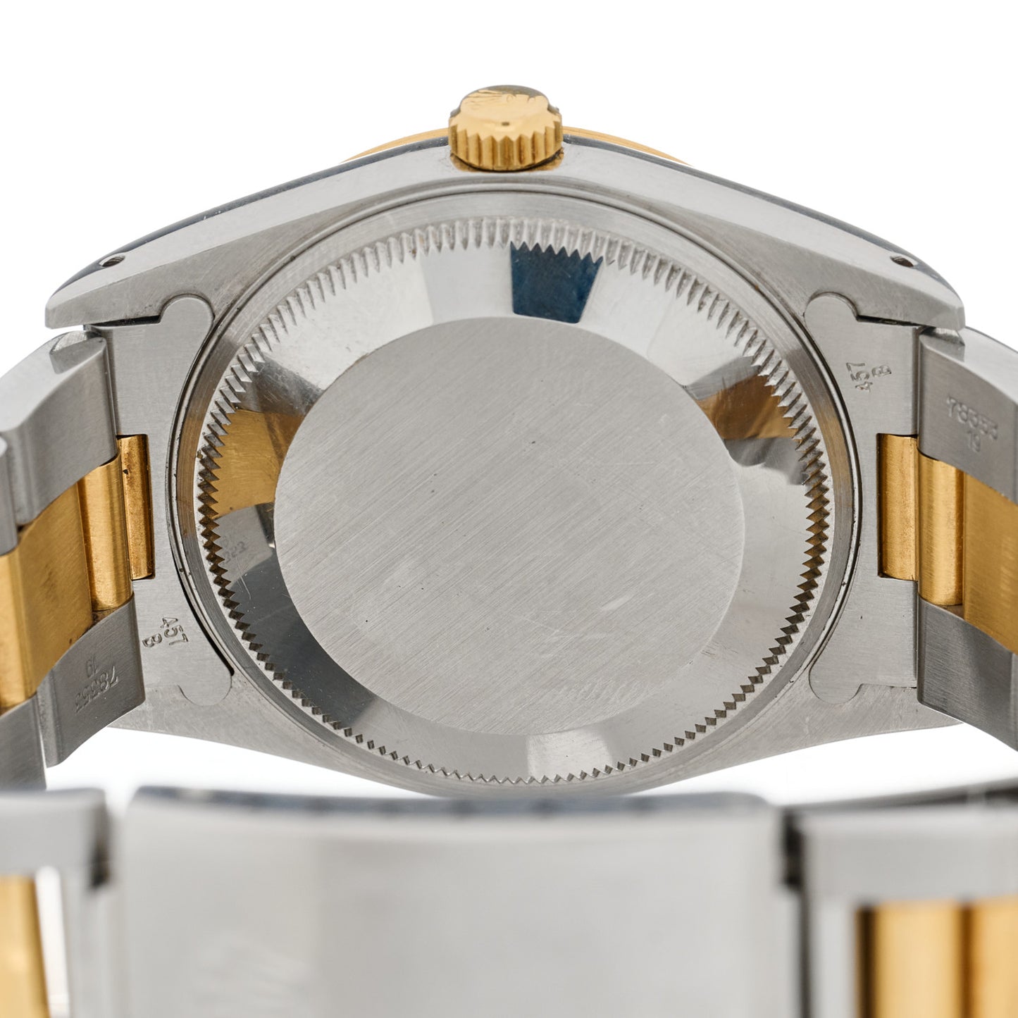 Stainless Steel 18K Yellow Gold 34mm Oyster Perpetual Date Watch Champagne 15223