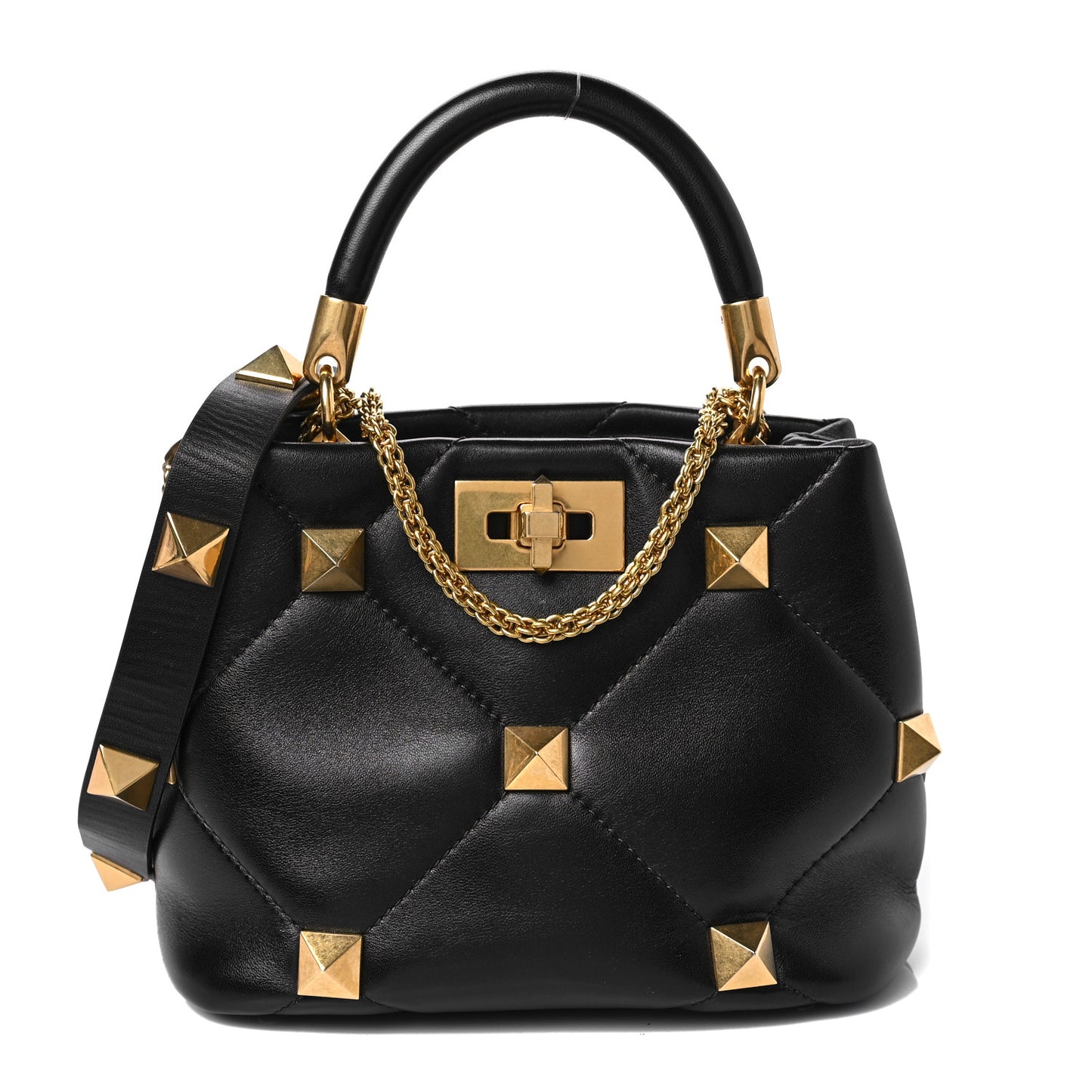 Nappa Small Roman Stud The Handle Bag Black