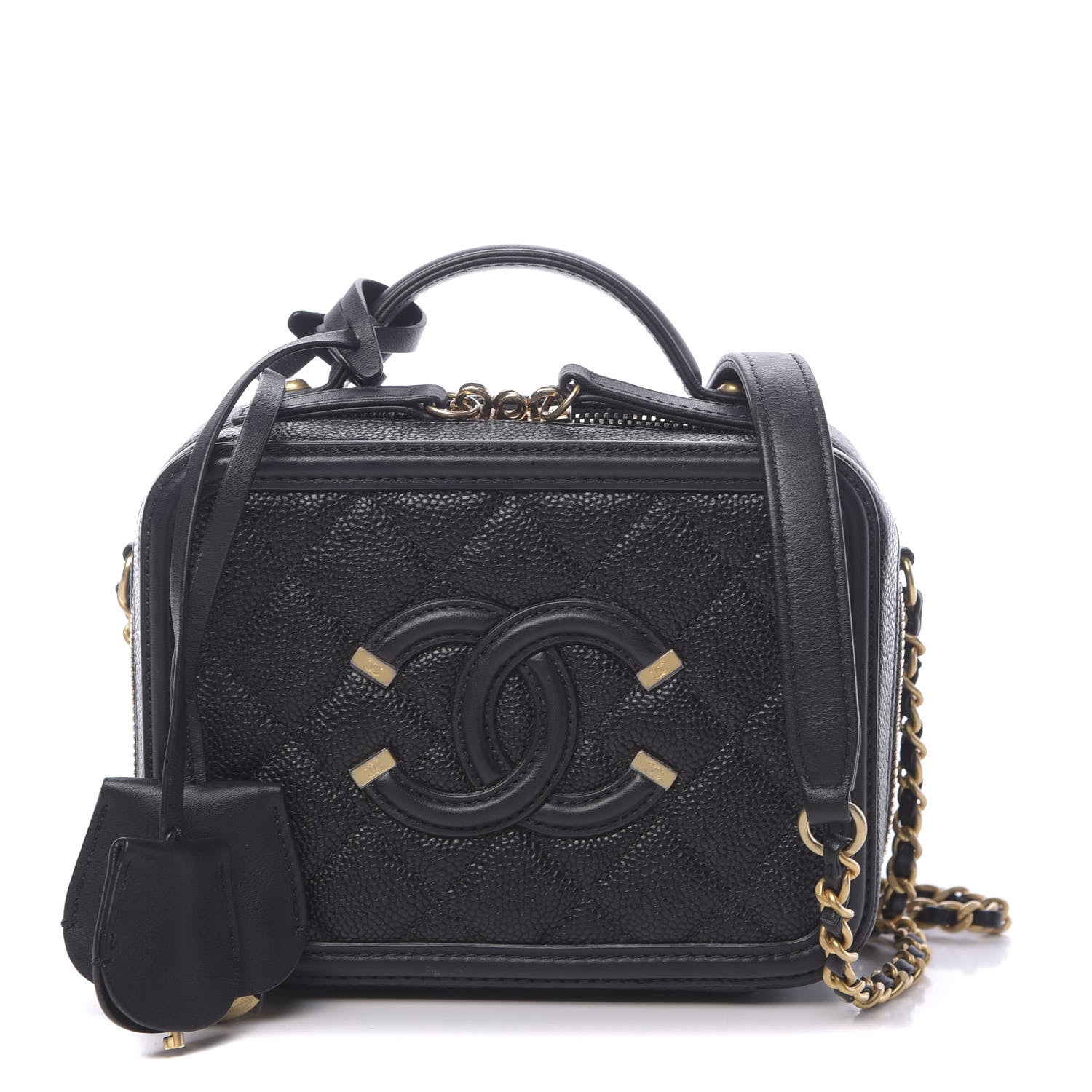 Chanel Caviar Quilted Small CC Filigree Vanity Case Black 1 of 11
