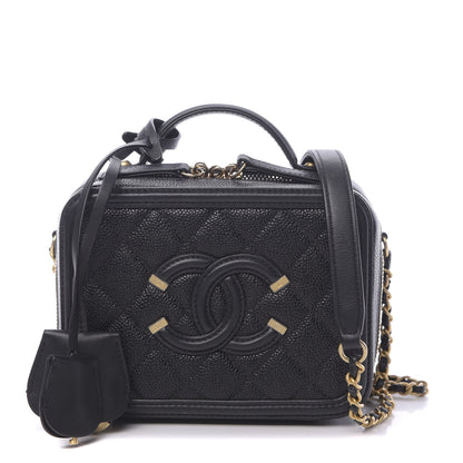 Chanel Caviar Quilted Small CC Filigree Vanity Case Black 1 of 11