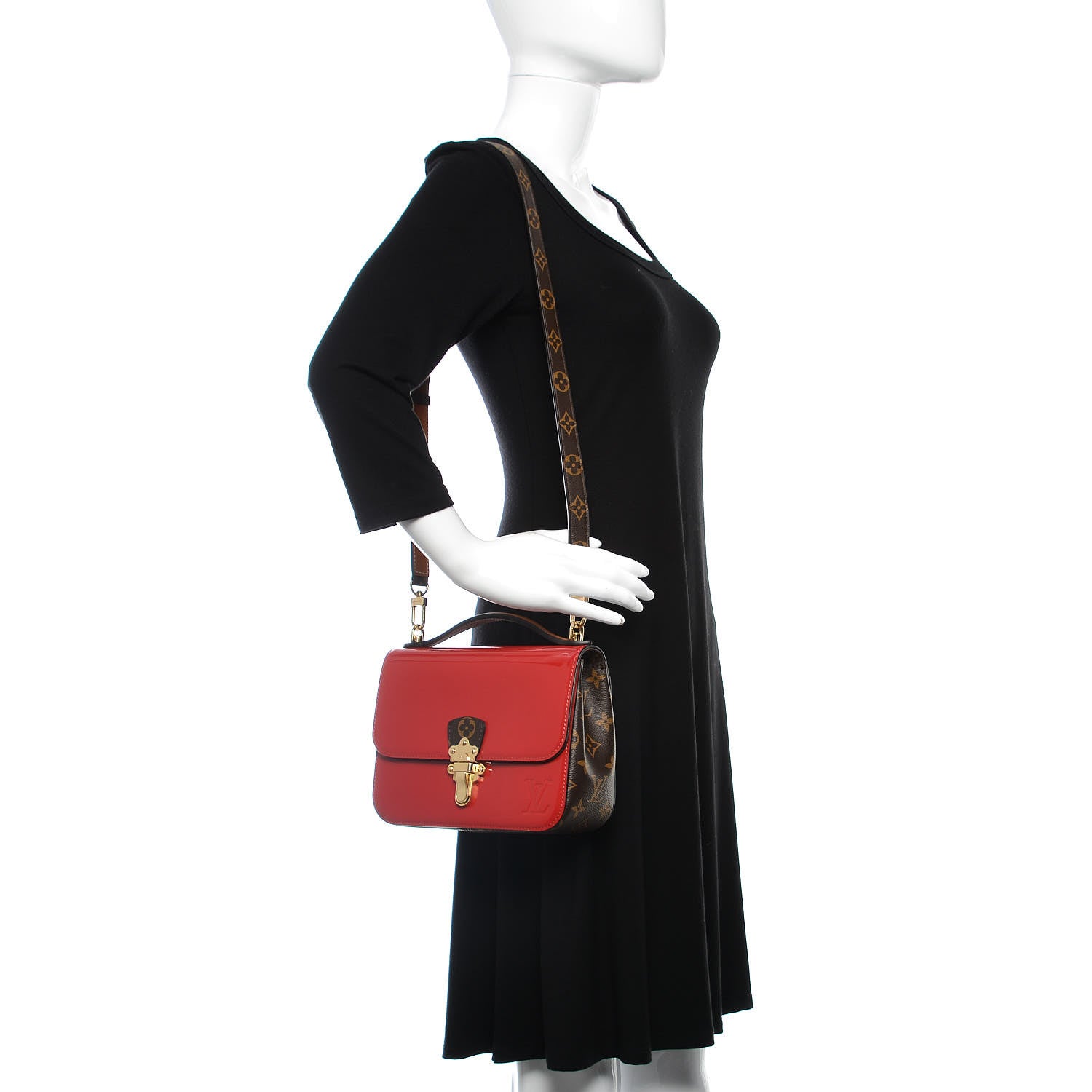 Louis Vuitton Patent Calfskin Monogram Cherrywood BB Scarlet 2 of 8
