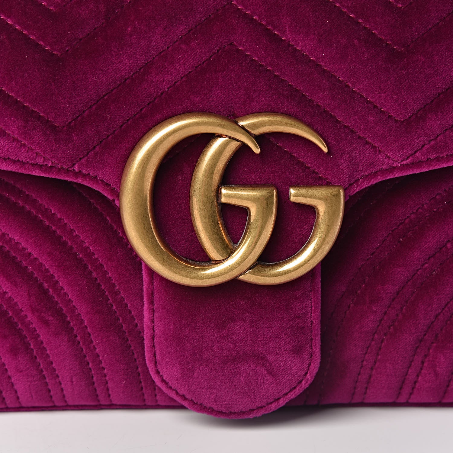 Gucci Velvet Matelasse Medium GG Marmont Shoulder Bag Fuchsia Violet Cyclamen 8 of 10