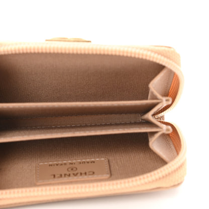 Chanel Caviar Quilted Boy Zip Around Coin Purse Wallet Beige 4 of 9